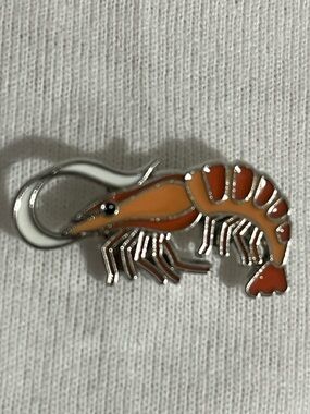 Orange Shrimp Enamel Pin